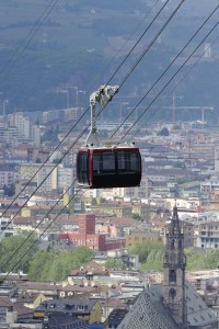 Renon-Ritten cable car overlooking the city